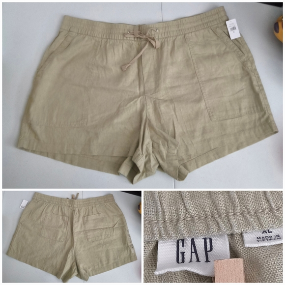 GAP Pants - GAP Tan Linen Shorts Relaxed Fit Size XL Nwts